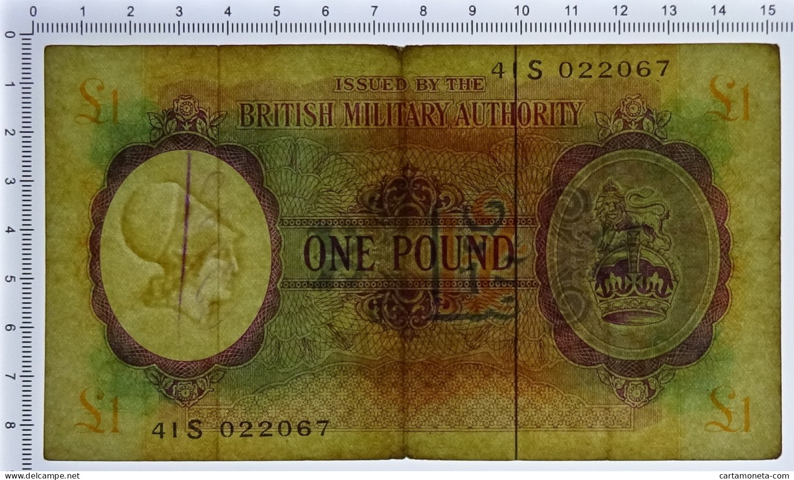 1 POUND OCCUPAZIONE INGLESE IN ITALIA BRITISH MIL. AUTHORITY 1943 BB- - Occupation Alliés Seconde Guerre Mondiale