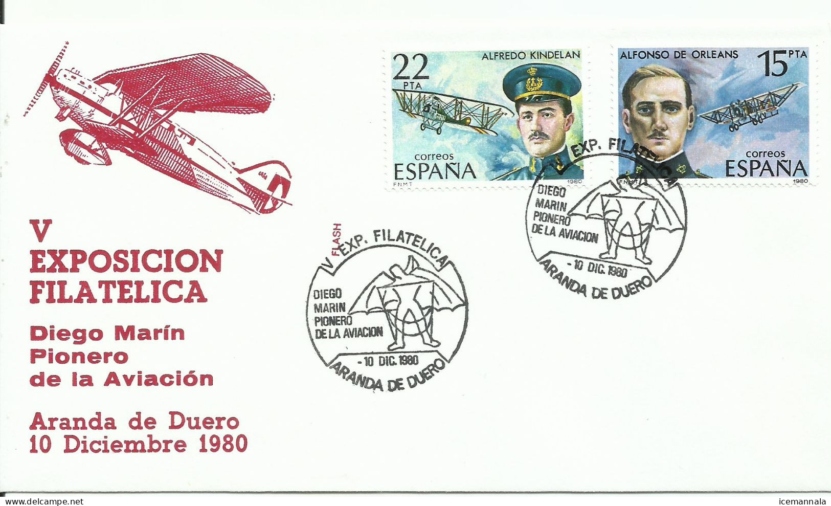 ESPAÑA, SOBRE CONMEMORATIVO  AEREO,  AÑO  1980 - Storia Postale