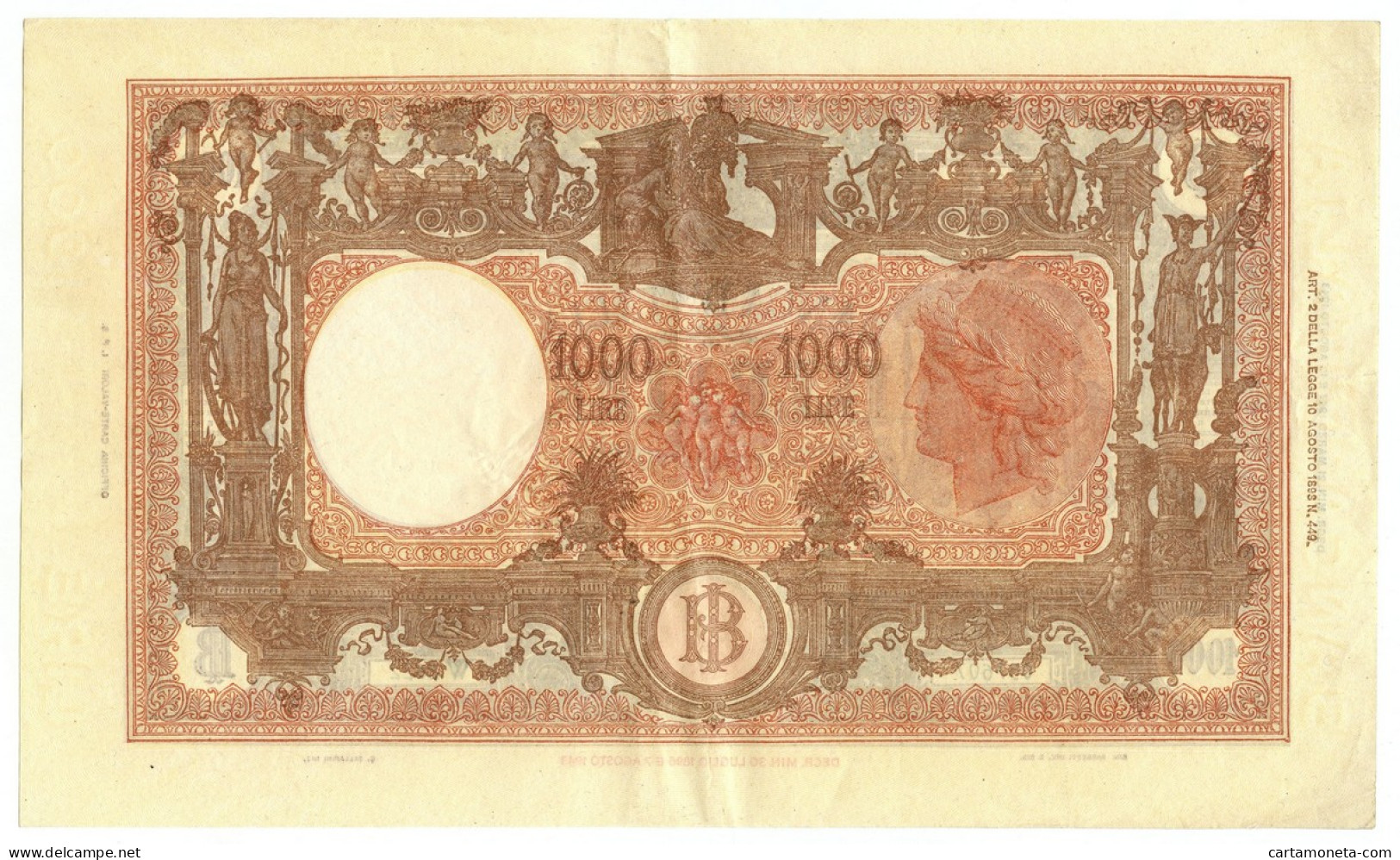 1000 LIRE BARBETTI GRANDE M TESTINA BI REPUBBLICA ITALIANA 21/03/1947 QSPL - Autres & Non Classés