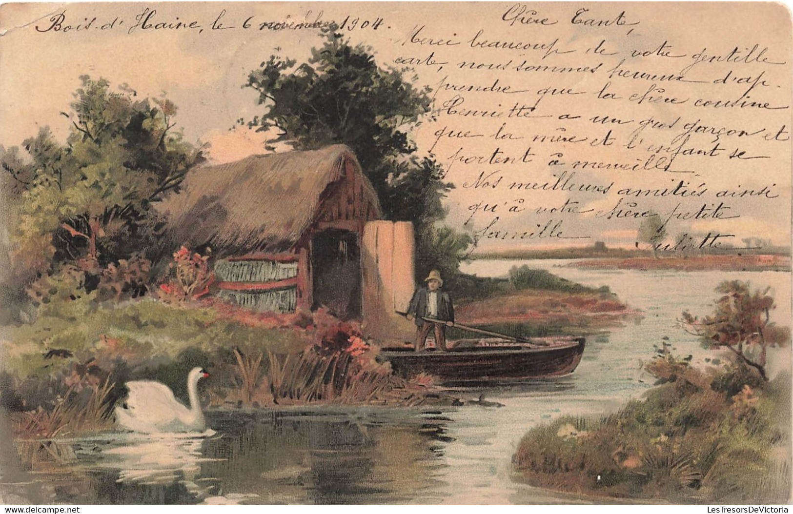 ARTS - Tableau -  Auf Lichen Pfaden "Gesetzl Geschützt" - Cygne - Campagne - Carte Postale Ancienne - Paintings