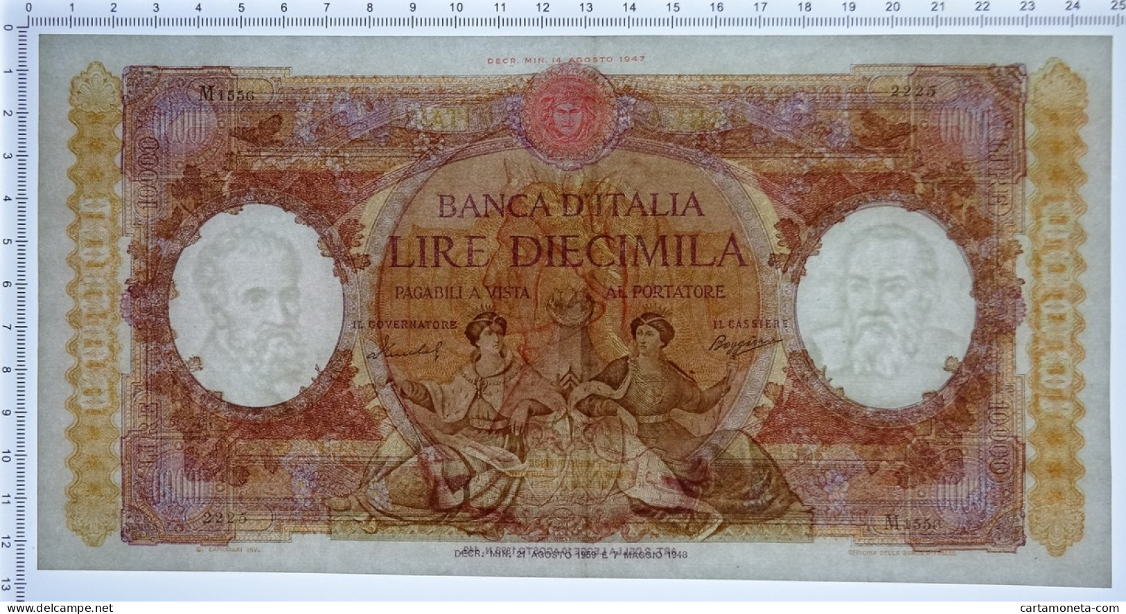 10000 LIRE CAPRANESI REPUBBLICHE MARINARE REGINE DEL MARE 21/08/1959 SPL - Otros & Sin Clasificación