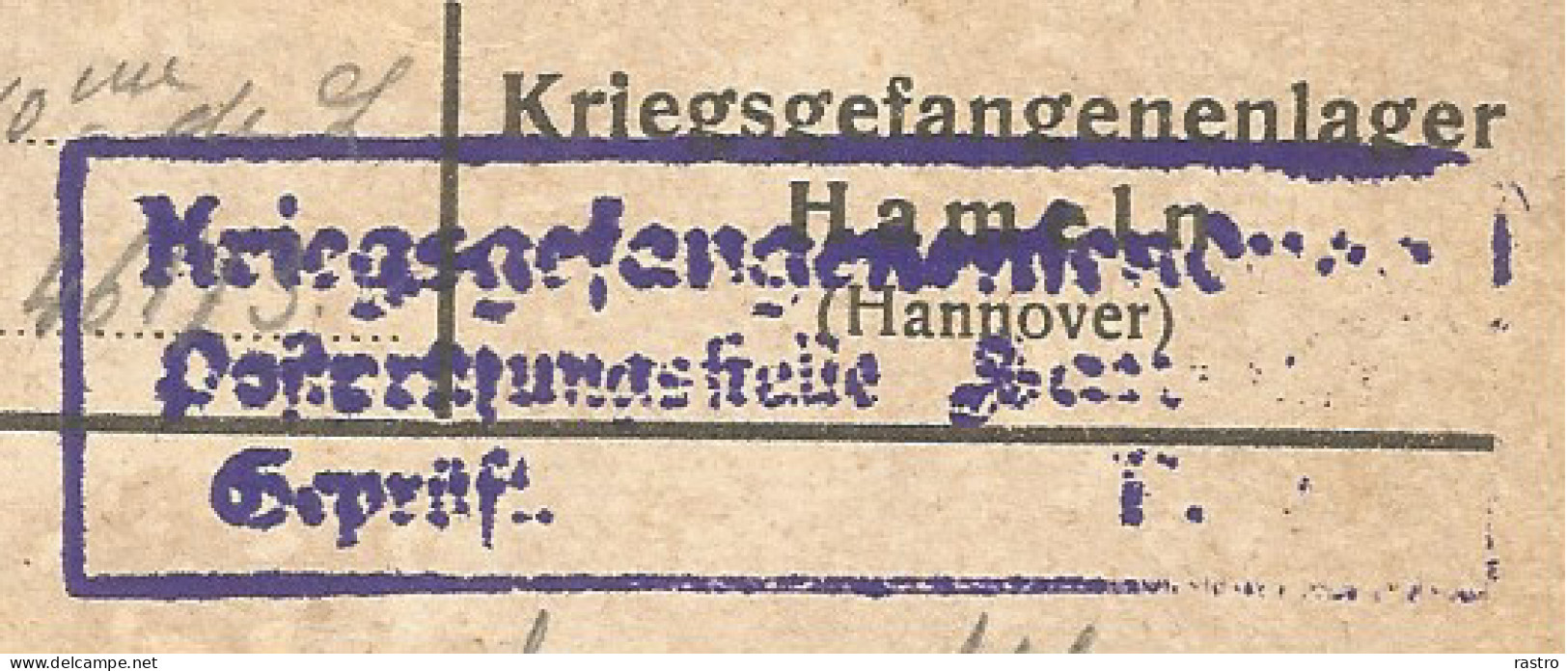 Courrier En Franchise De Prisonnier Belge Du Camp De Hameln (Hanovre) Vers Attert (1917)  Visas De Censure Du Camp - Prigionieri