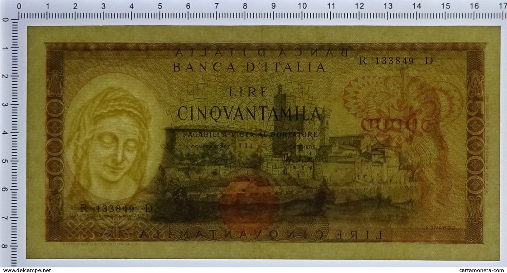 50000 LIRE BANCA D'ITALIA LEONARDO DA VINCI MEDUSA 16/05/1972 QSPL - Sonstige & Ohne Zuordnung