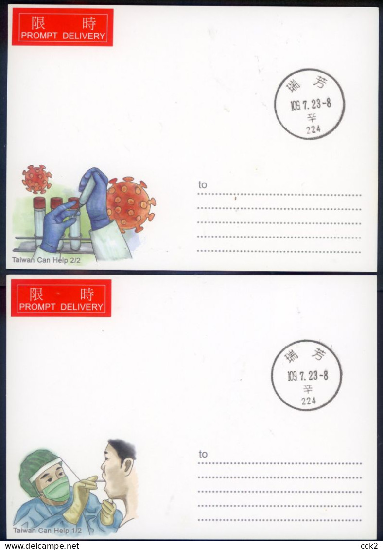 Taiwan R.O.CHINA -Maximum Card.-COVID-19 Prevention Postage Stamps 2020 (2 Pcs.) - Maximumkaarten