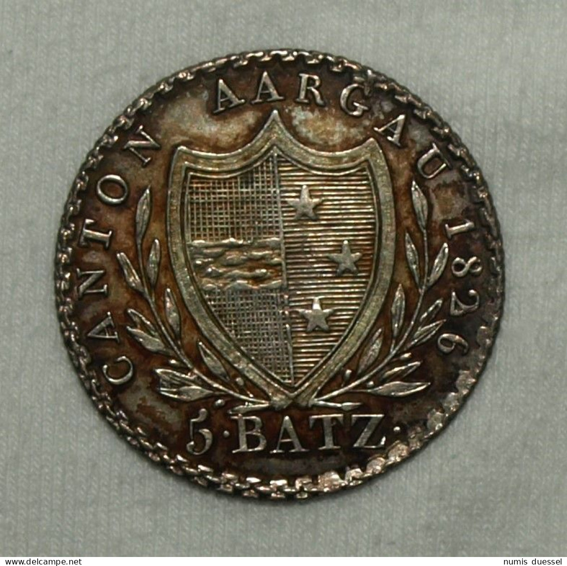 Silber/Silver Switzerland/Schweiz/Suisse Aargau, 1826, 5 Batzen VZ/XF - Monetazione Cantonale