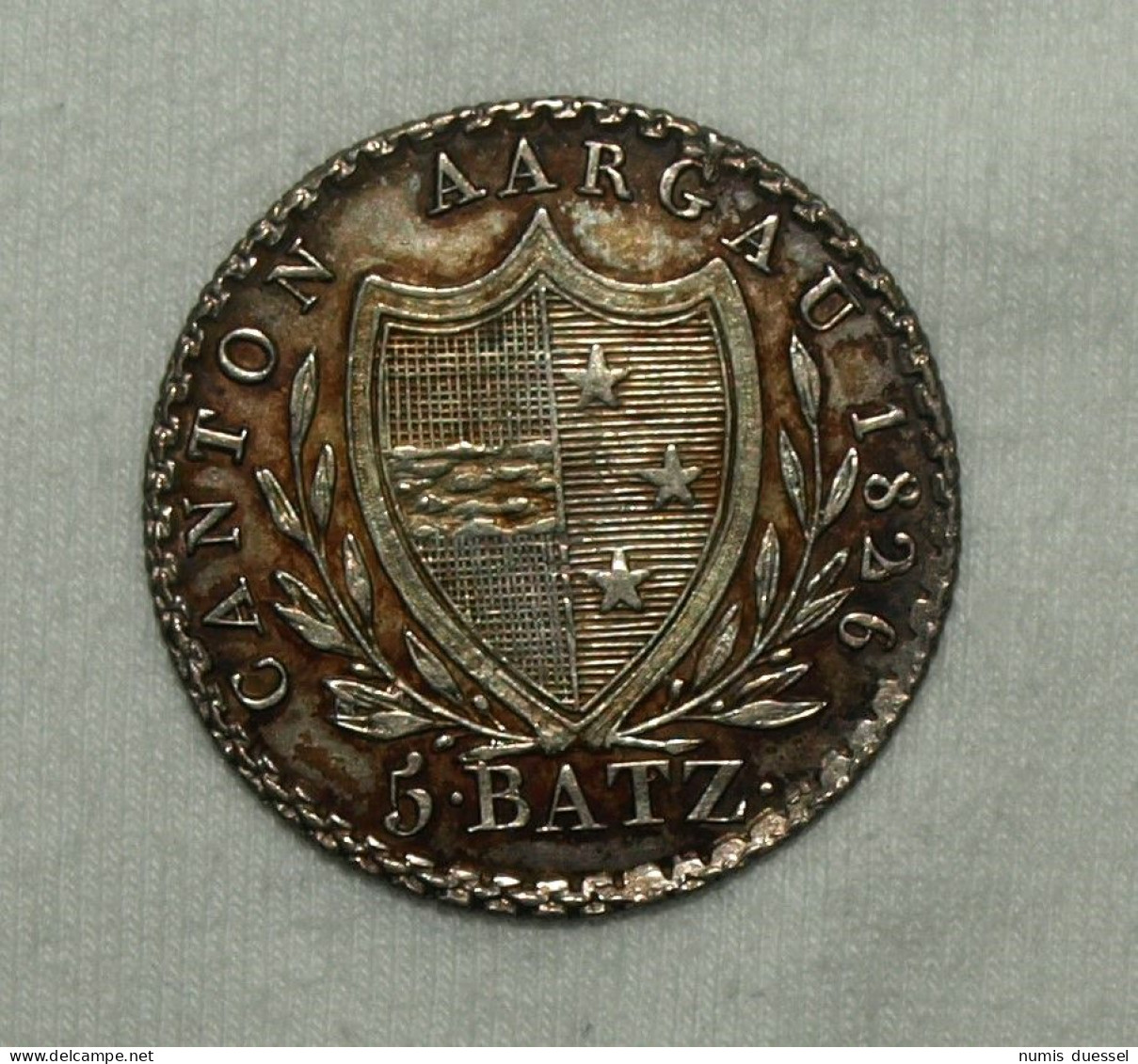 Silber/Silver Switzerland/Schweiz/Suisse Aargau, 1826, 5 Batzen VZ/XF