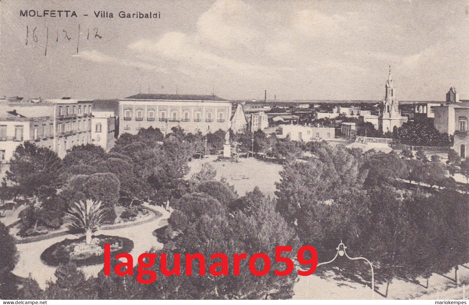 MOLFETTA  ( Bari )  -  Villa Garibaldi..................viaggiata 1912 - Molfetta