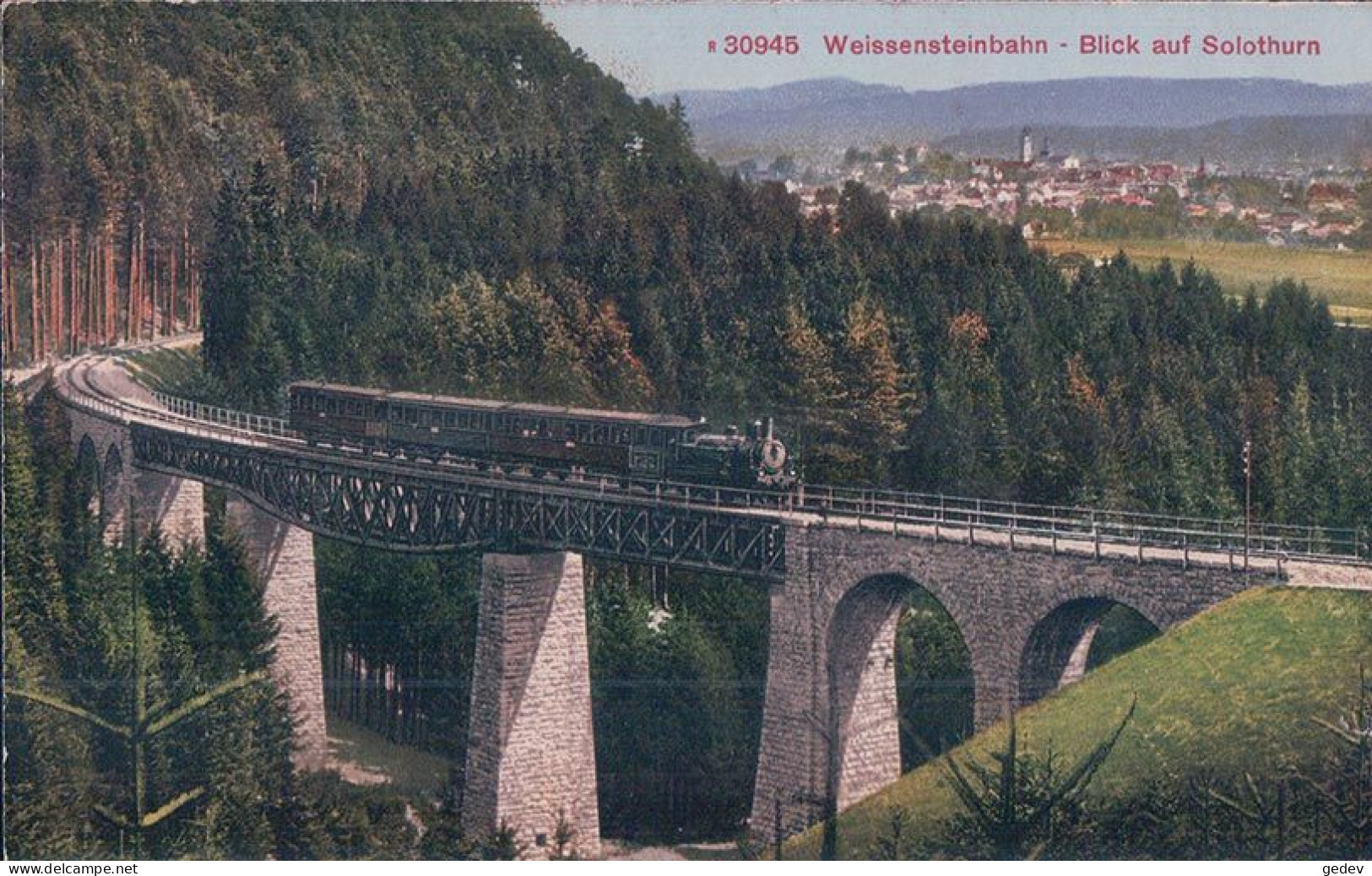 Weissensteinbahn, Chemin De Fer, Train à Vapeur Sur Le Viaduc Et Soleure CH (30945) - Kunstwerken