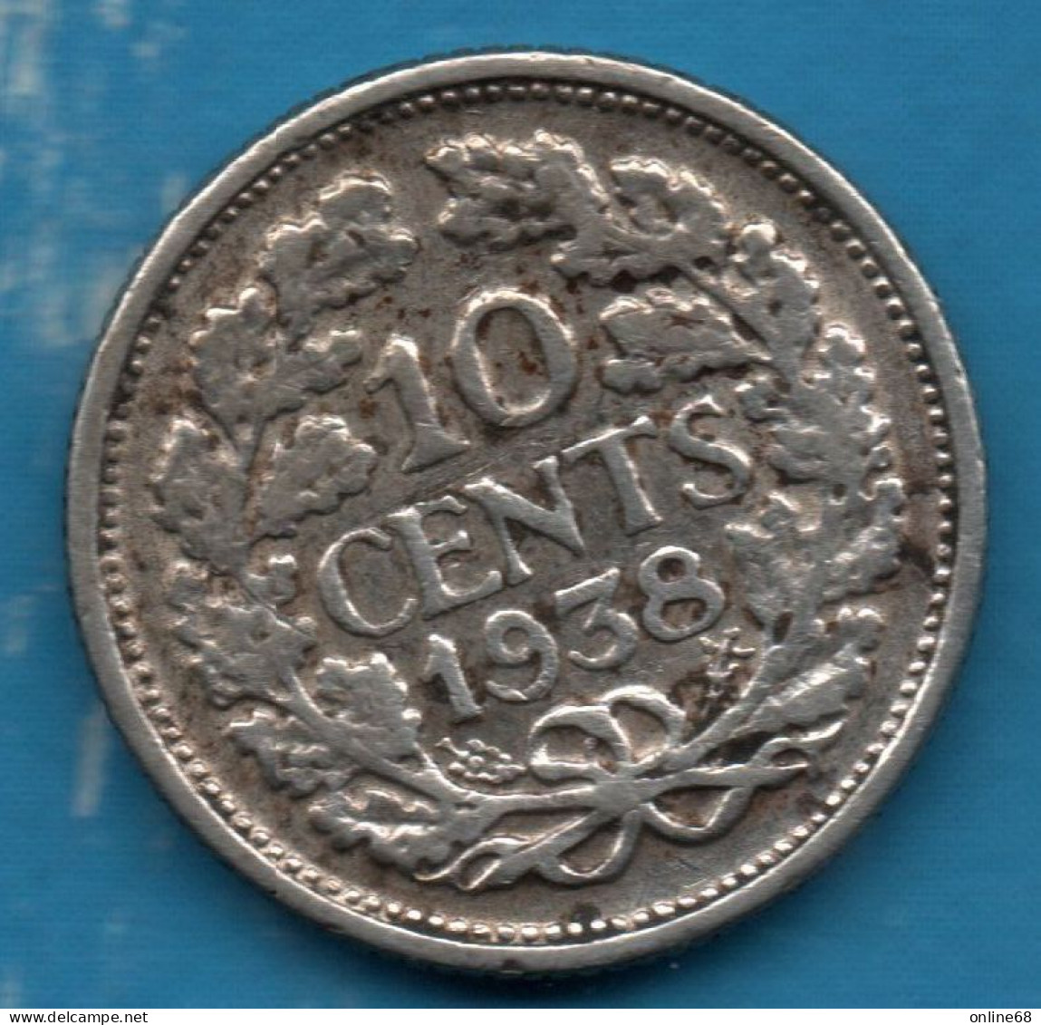 NEDERLANDEN 10 CENTS 1938 KM# 163 Argent 640‰ Silver Wilhelmina - 10 Cent