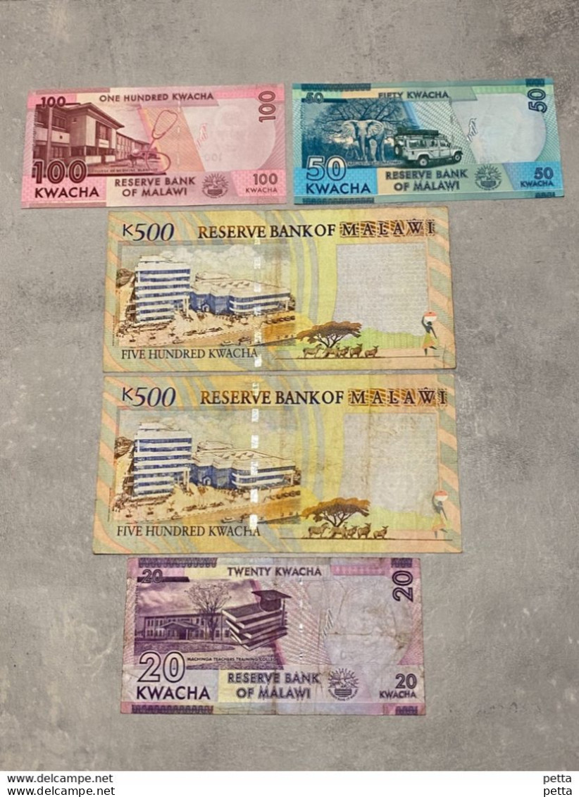 Lot De 5 Billets Du Malawi Différents / Vendu En L’état - Malawi