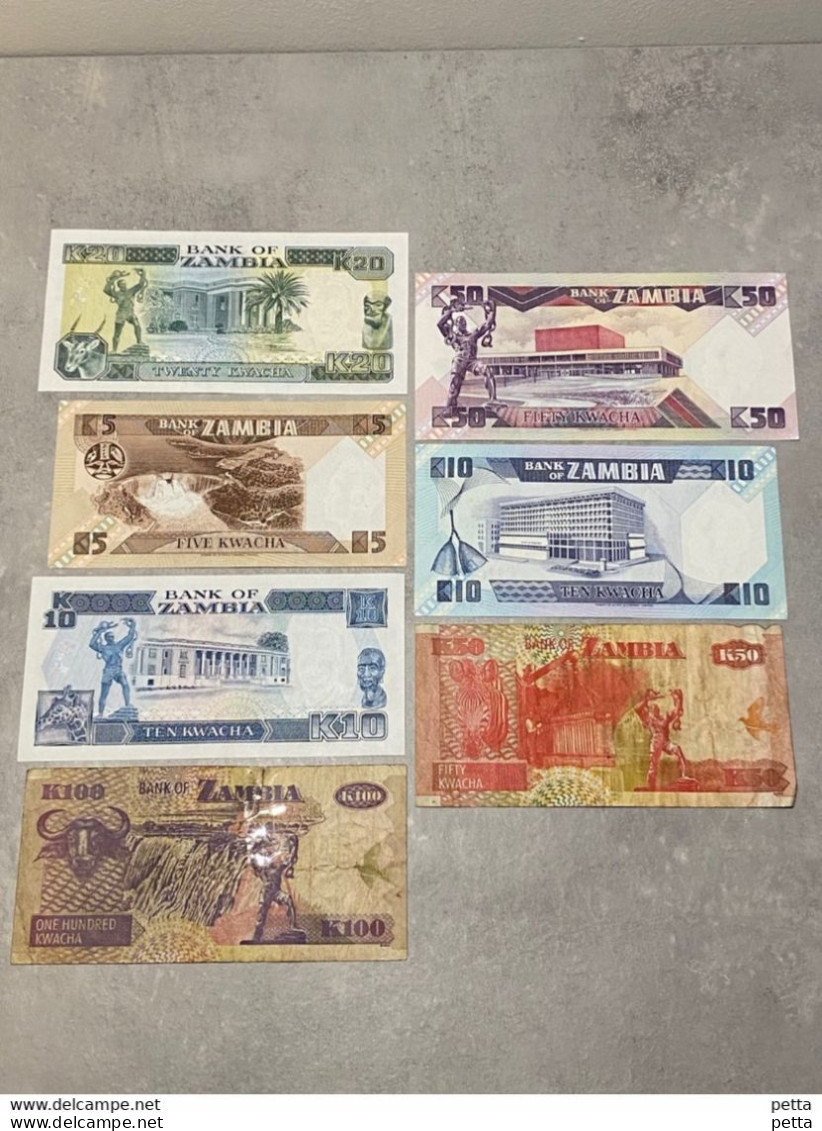 Lot De 7 Billets De Zambie Différents Dont 5 UNC / Vendu En L’état - Zambia