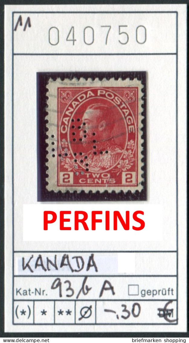 Kanada 1911 - Canada 1911 - Michel 93 B A PERFINS - Oo Oblit. Used Gebruikt - Oblitérés