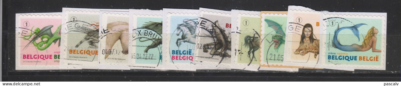 COB 4201 / 4210 Série Complète Oblitération Centrale LIEGE Créatures Fantastiques Sirène Licorne Pégase Griffon - Used Stamps