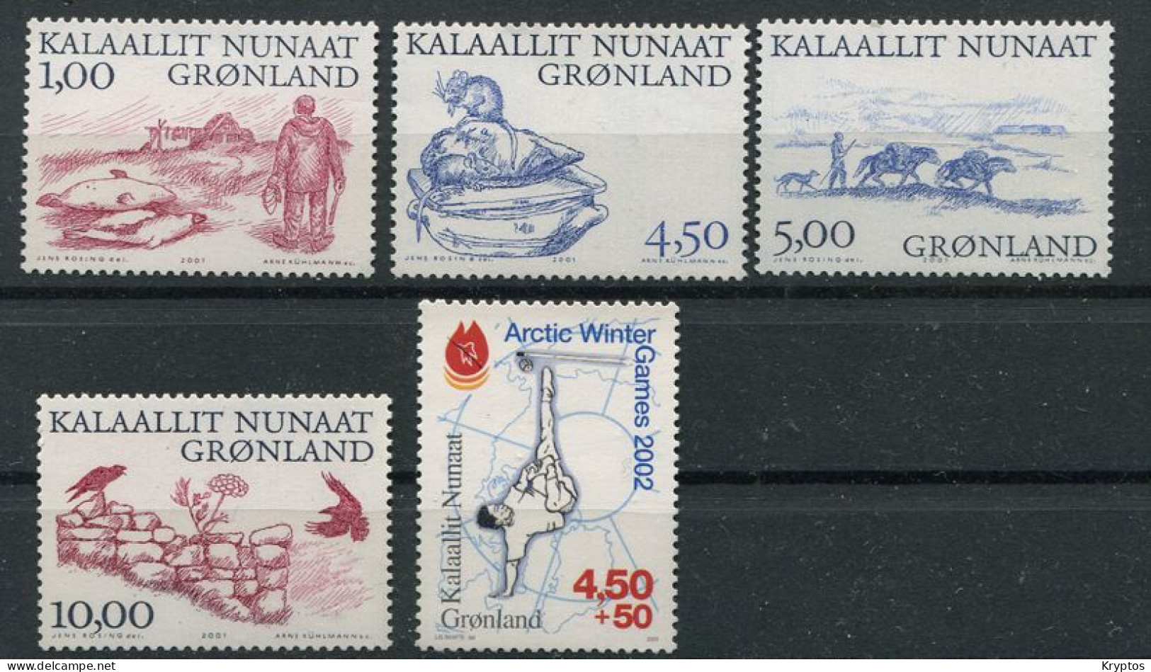 Greenland 2001. Arctic Vikings (complete) + Artic Winter Games (5 Stamps). All MINT - Ungebraucht