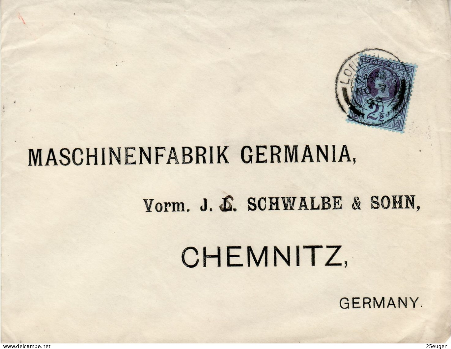 GREAT BRITAIN 1898 LETTER SENT FROM LONDON TO CHEMNITZ - Covers & Documents