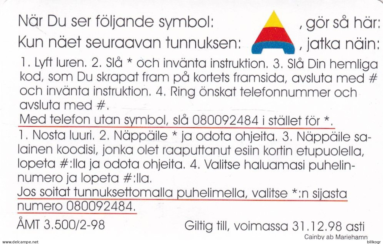 ALAND ISLANDS - Pommern In The Winter, Alands Mobiltelefon Prepaid Card 50 Mk, Tirage 3000, 02/98, Mint - Aland