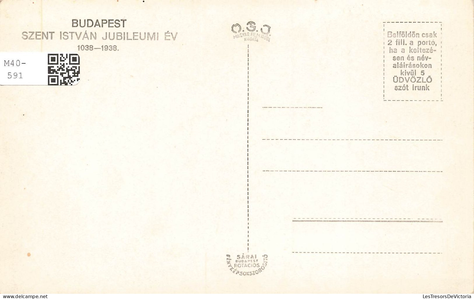 HUNGARY - Budapest - Szent Istvan Jubileumi Ev - Carte Postale - Ungarn