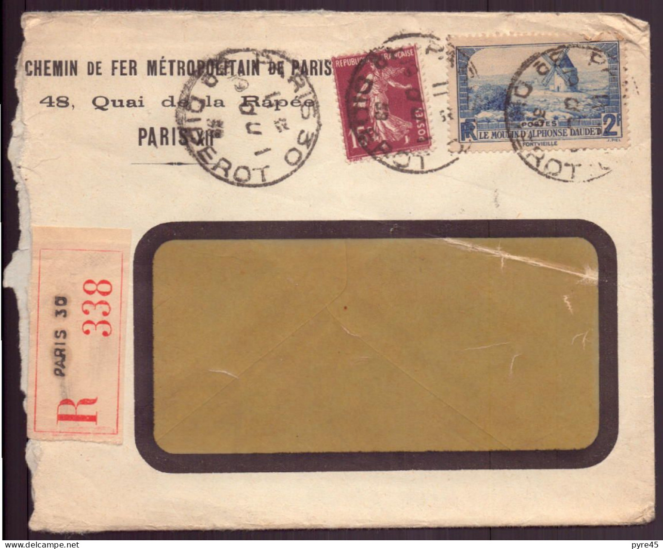 France, Enveloppe Recommandée, à En-tête " Chemin De Fer De Paris " 1938 - Altri & Non Classificati
