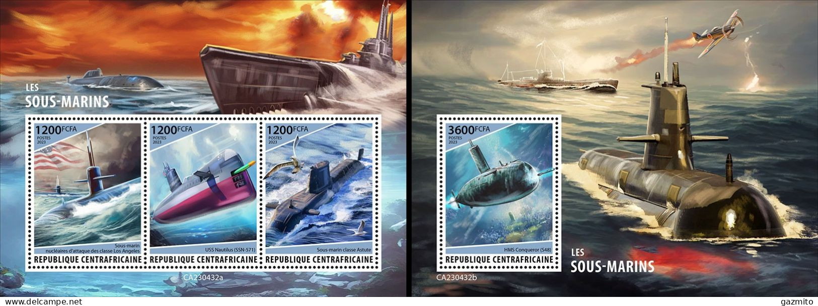 Centrafrica 2023, Submarines, 3val In BF+BF - U-Boote