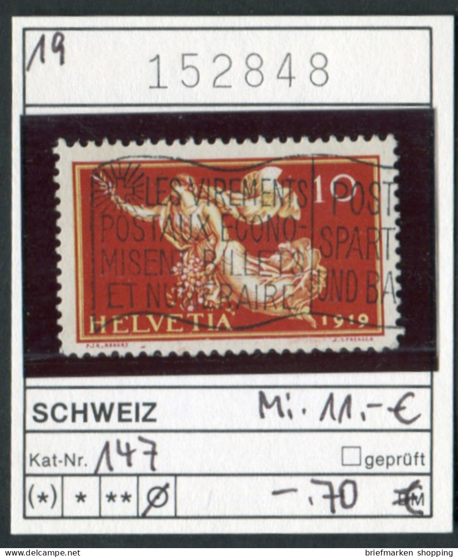 Schweiz 1919 - Suisse 1919 - Switzerland 1919 - Svizzera 1919 - Michel 147 - Oo Oblit. Used Gebruikt - Gebraucht