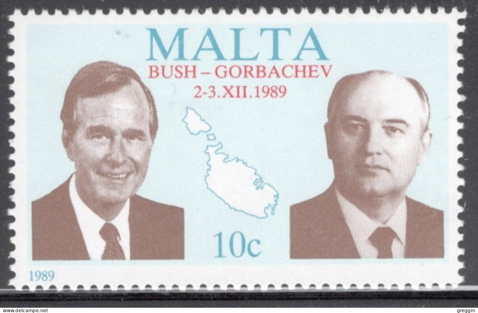 Malta 1989 Stamp To Celebrate George Bush And Mikhail Gorbachev In Unmounted Mint. - Malte