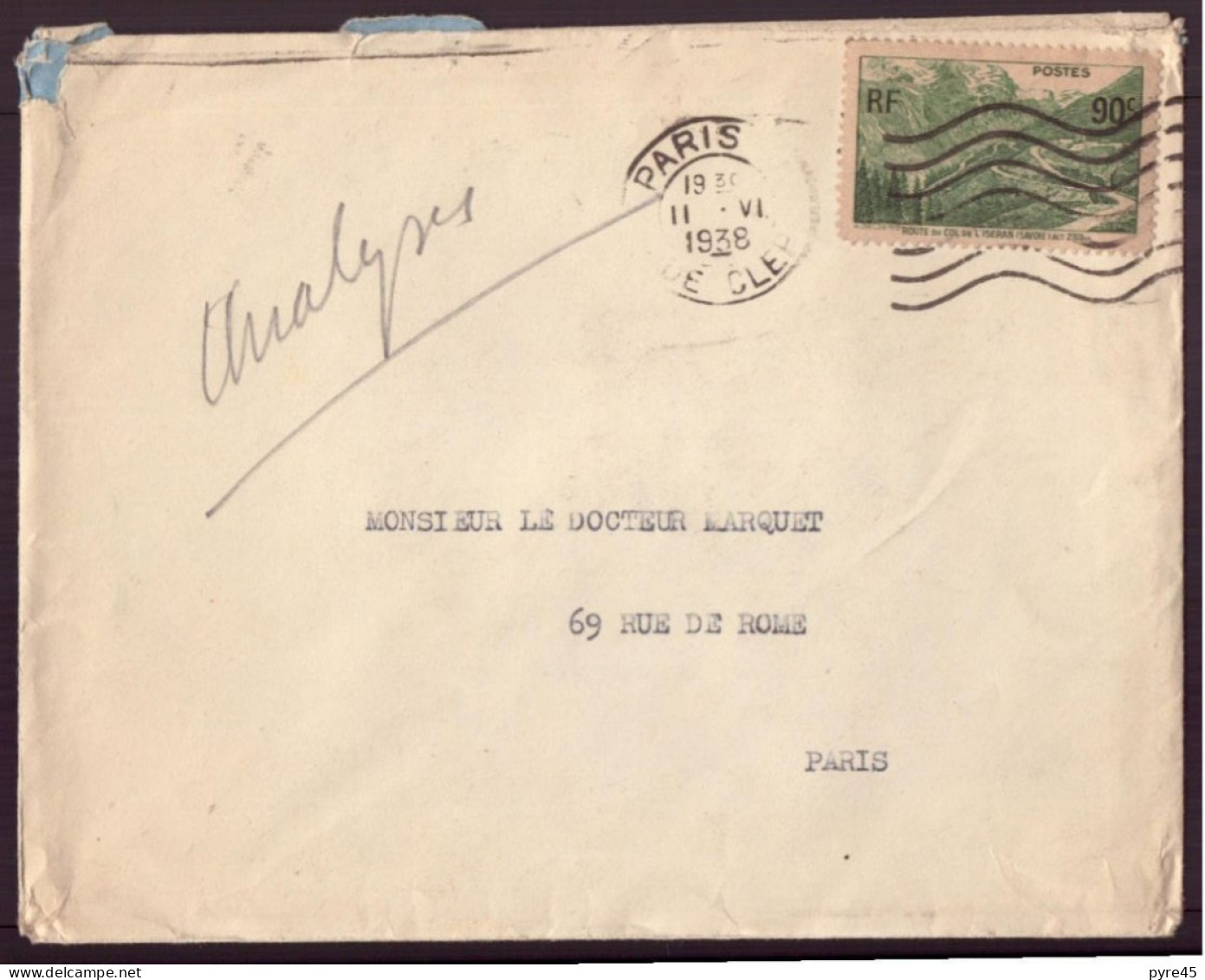 France, Enveloppe Du 11 Juin 1938 De Paris Pour Paris - Other & Unclassified