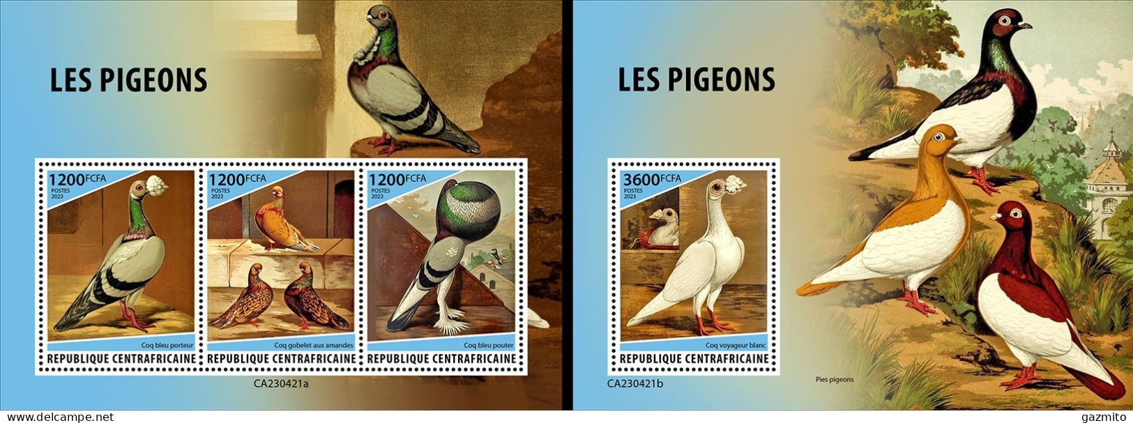 Centrafrica 2023, Animals, Pigeons, 3val In BF+BF - Pigeons & Columbiformes