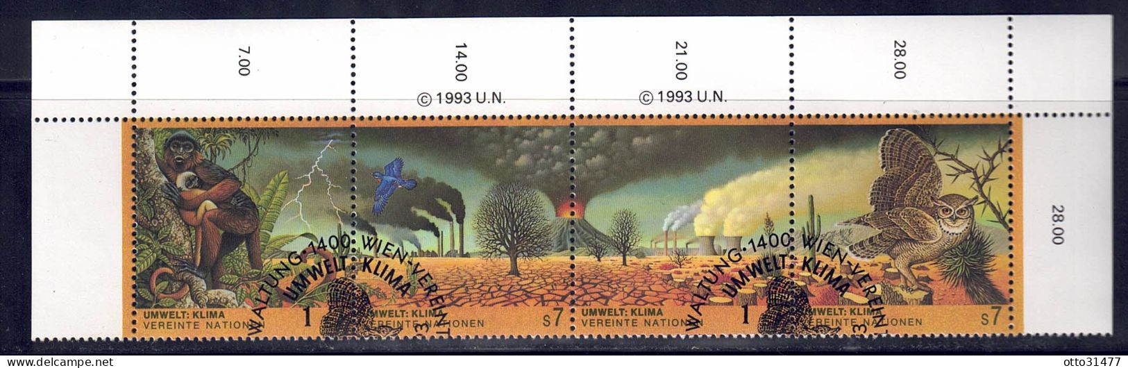 UNO Wien 1993 - Kliemaveränderungen, Nr. 156 - 159 Zd., Gestempelt / Used - Usados