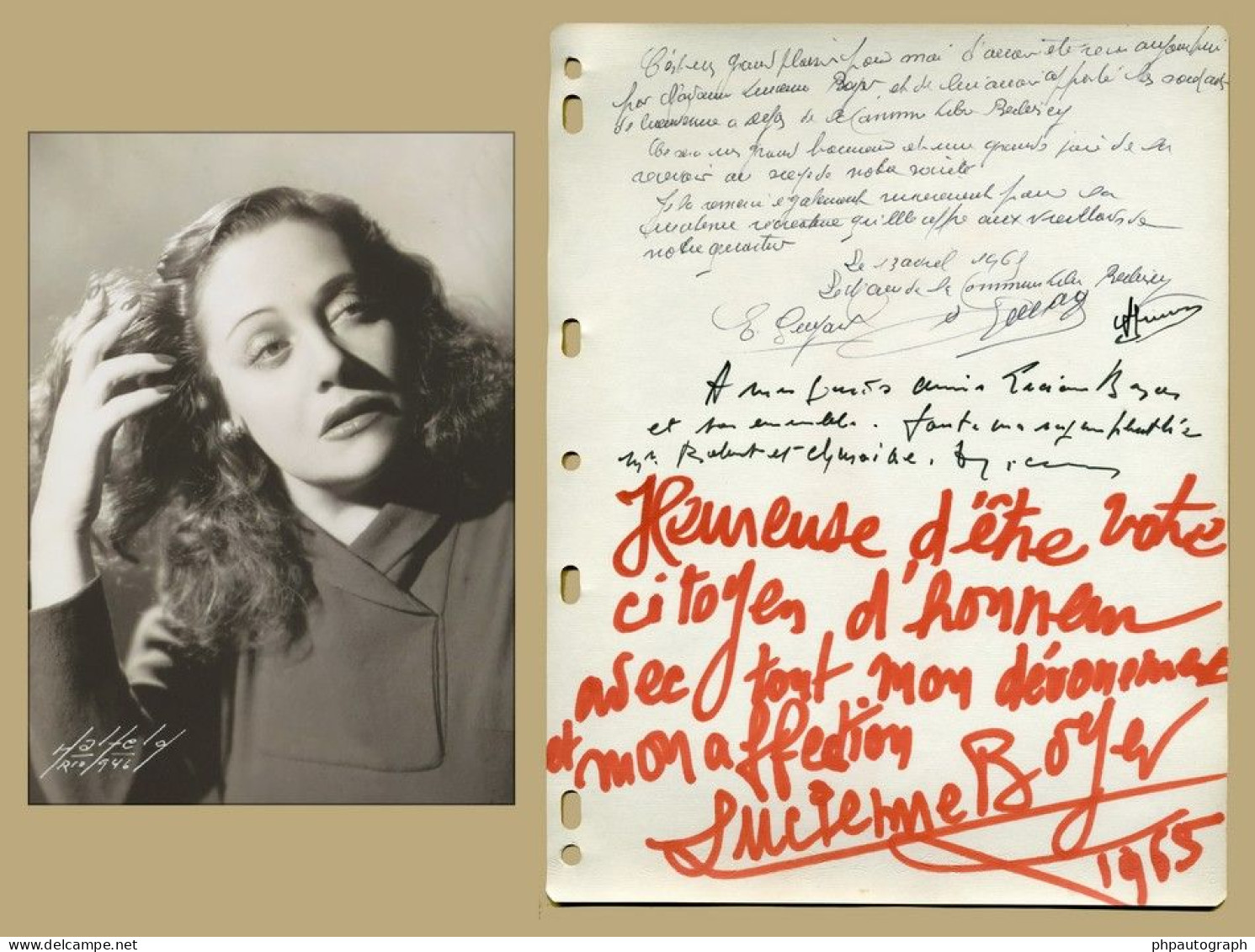 Lucienne Boyer (1901-1983) - Chanteuse Française - Page De Livre D'or Dédicacée - Sänger Und Musiker