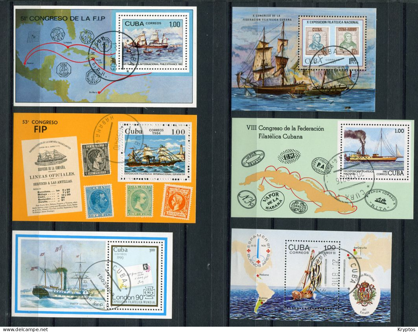 Cuba.  6 Blocks - "Ships". All USED - Hojas Y Bloques