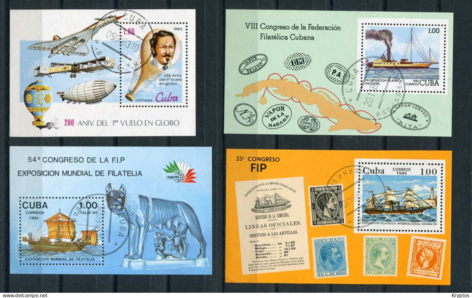 Cuba.  4 Blocks - "Ships" + "Air Transport". All USED - Blocchi & Foglietti