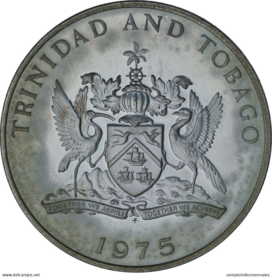 Trinité-et-Tobago, 10 Dollars, 1975, Franklin Mint, Proof, Argent, FDC, KM:24a - Trinidad & Tobago