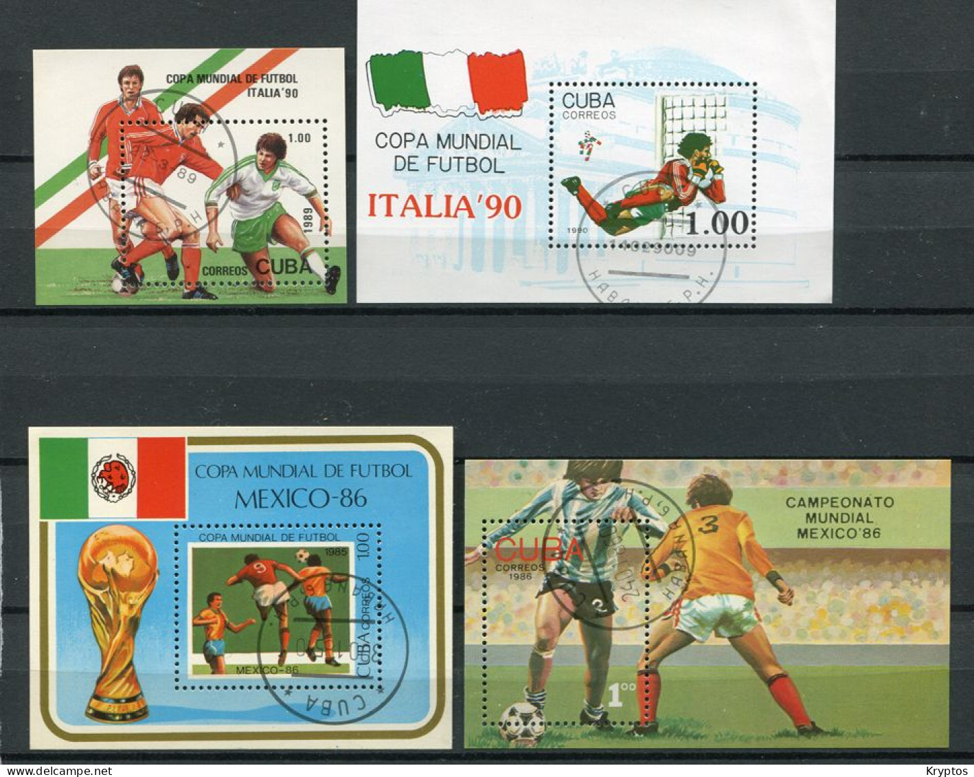 Cuba.  4 Blocks - "Soccer". All USED - Blocchi & Foglietti