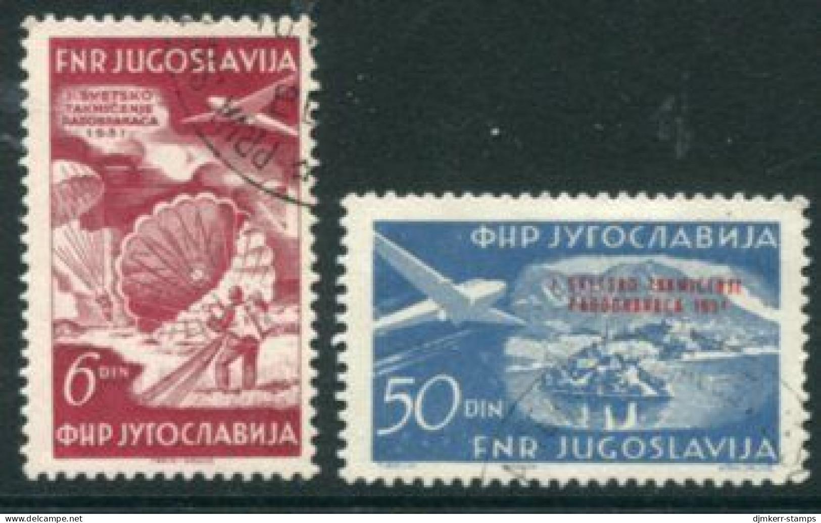 YUGOSLAVIA 1951 Parachuting Competition Used.  Michel 666-67 - Oblitérés