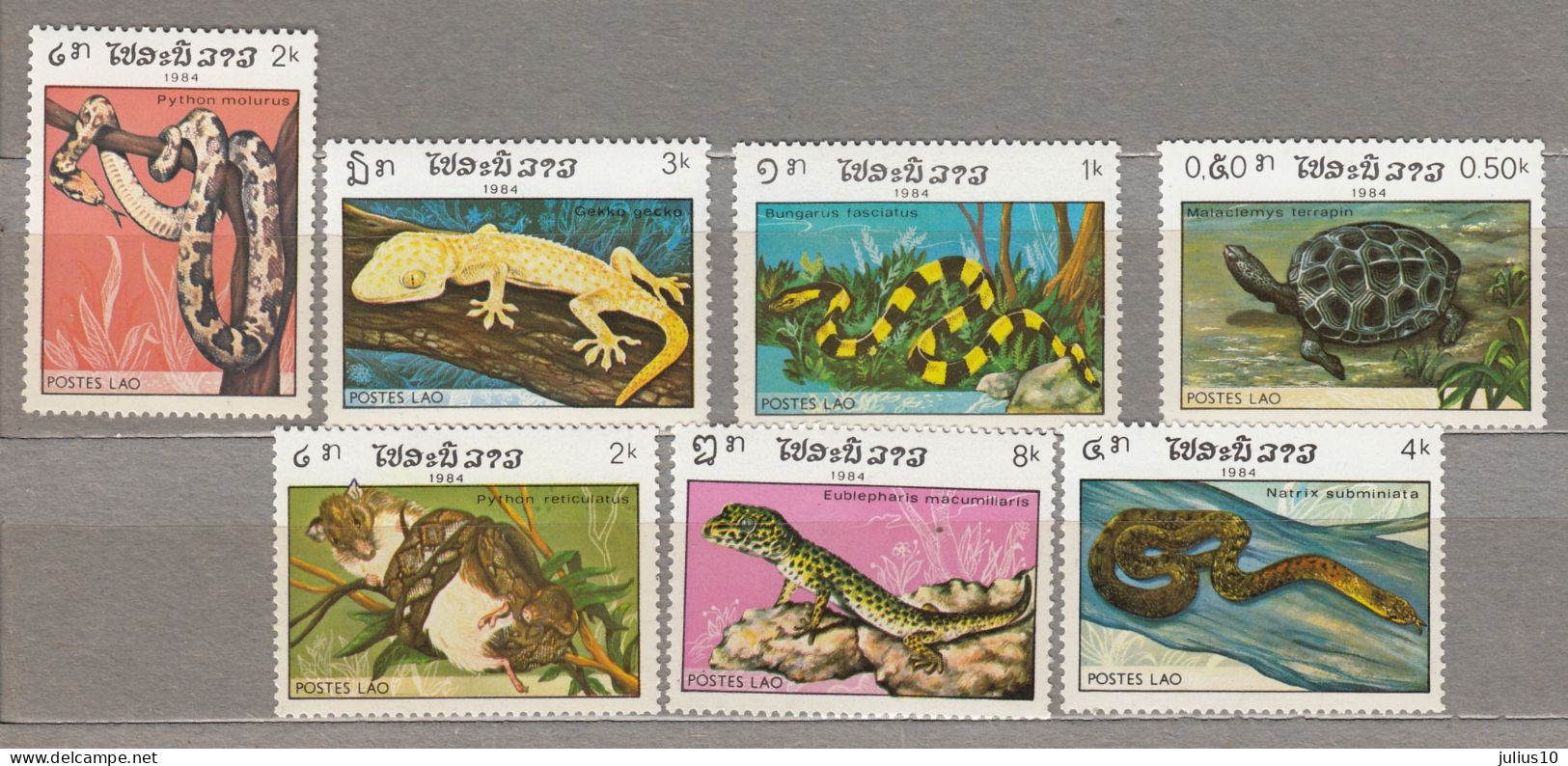 LAOS 1984 Reptiles Snakes Mi 773-779 MNH(**) #Fauna349 - Serpenti