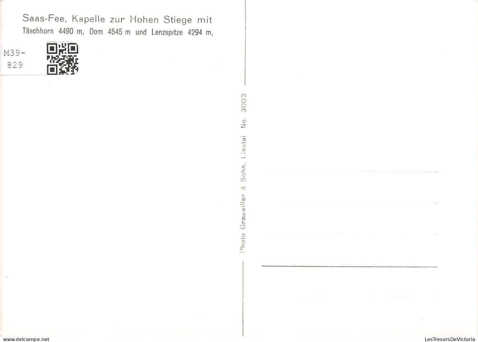 SUISSE - Saas Fee - Kapelle Zur Hohen Stiege Mit Täschhon - Carte Postale Ancienne - Sonstige & Ohne Zuordnung