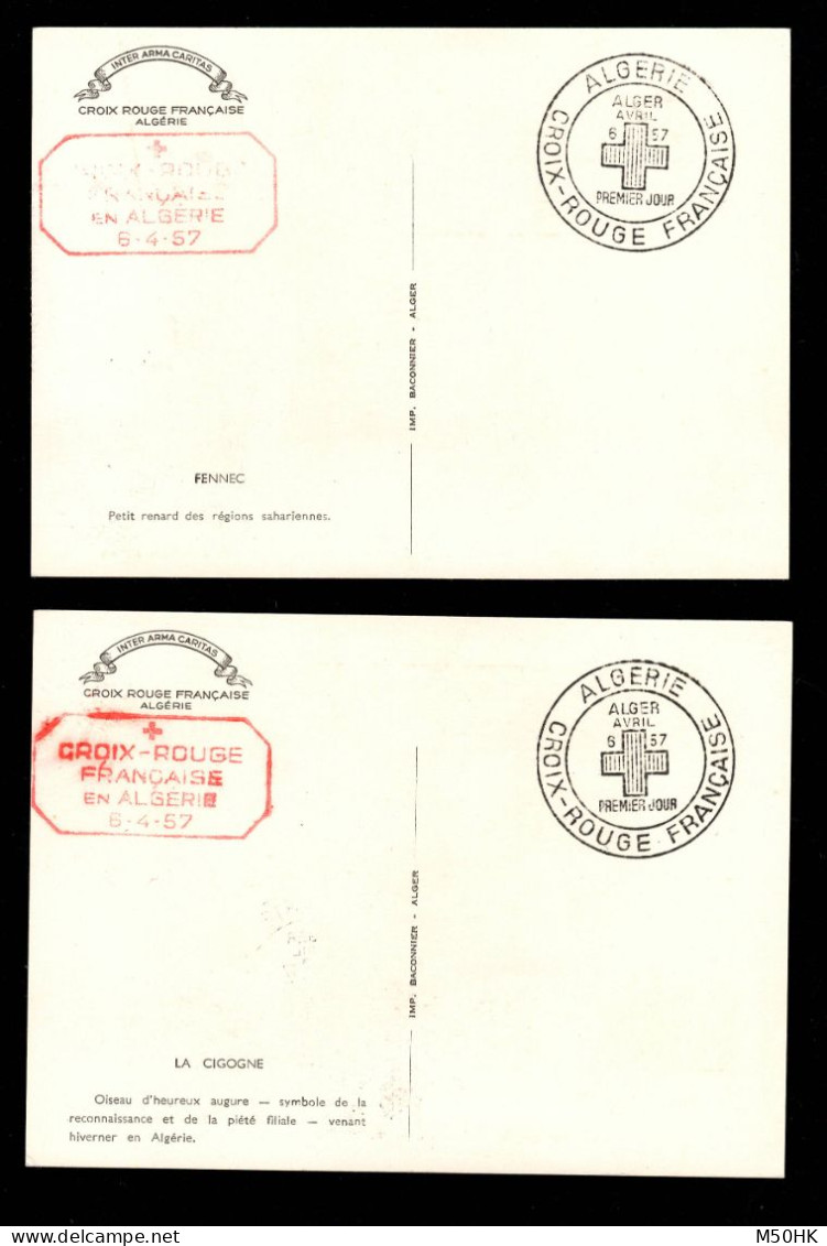 Algérie - Cartes Maximum YV 343 & 344 Croix Rouge , Cachet 1er Jour FDC De Alger - Maximum Cards