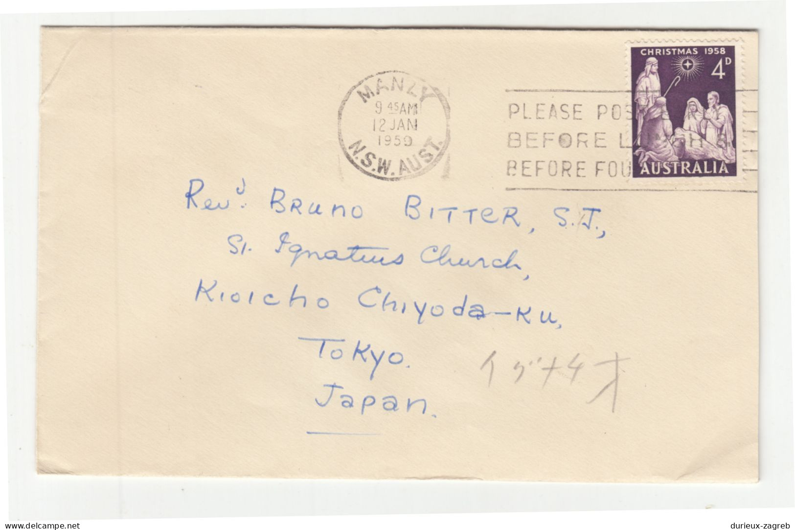 Australia Letter Cover Posted 1959 Manly B200720* - Briefe U. Dokumente