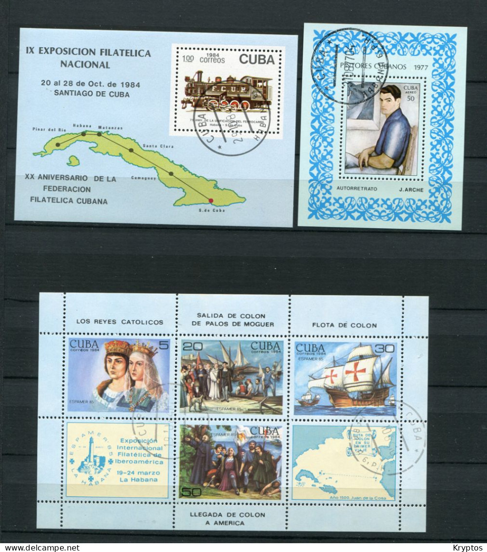 Cuba.  3 Blocks.  All USED - Blocks & Sheetlets