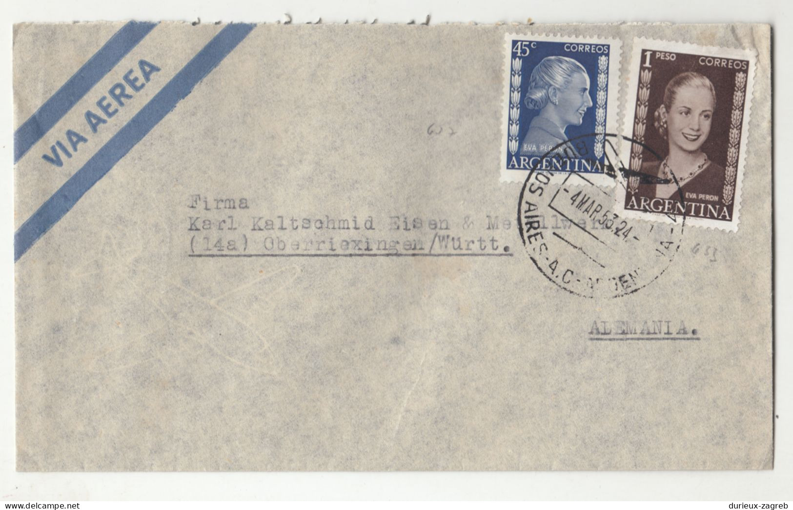 Argentina Letter Cover Posted 1953 To Germany B200720* - Storia Postale