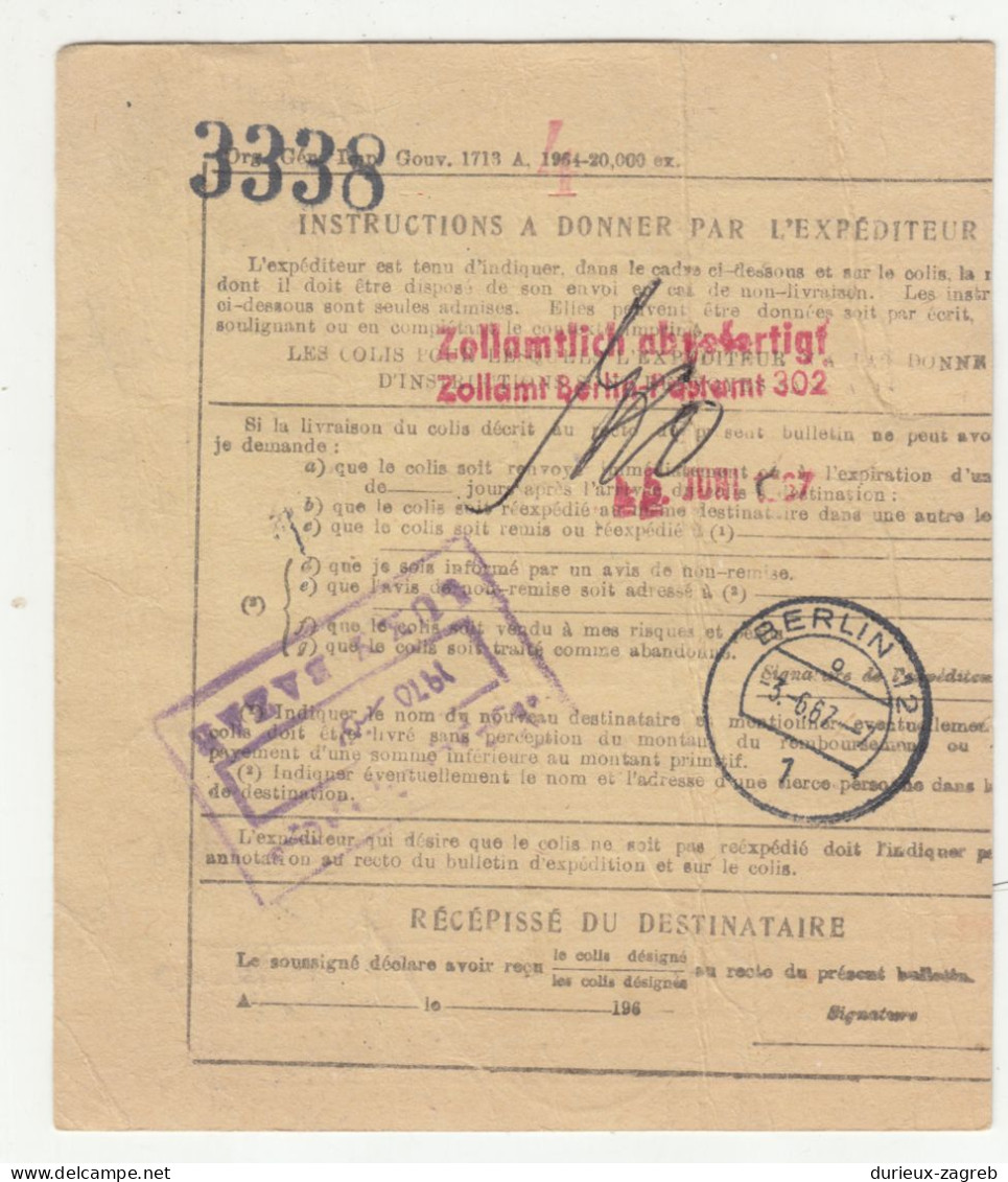 Egypt Cutout Of Parcel Card 1967 To Germany B200720* - Cartas & Documentos