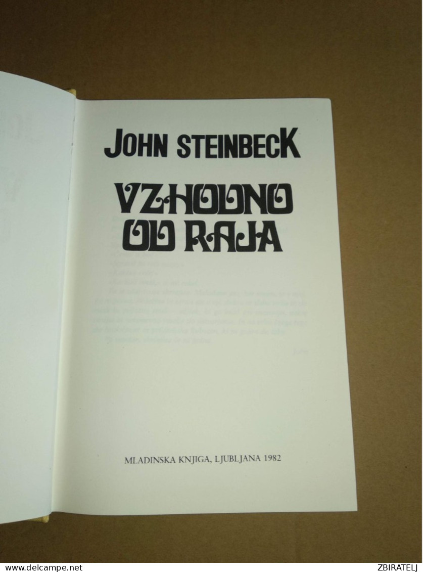 Slovenščina Knjiga Roman VZHODNO OD RAJA (John Steinbeck) - Slav Languages