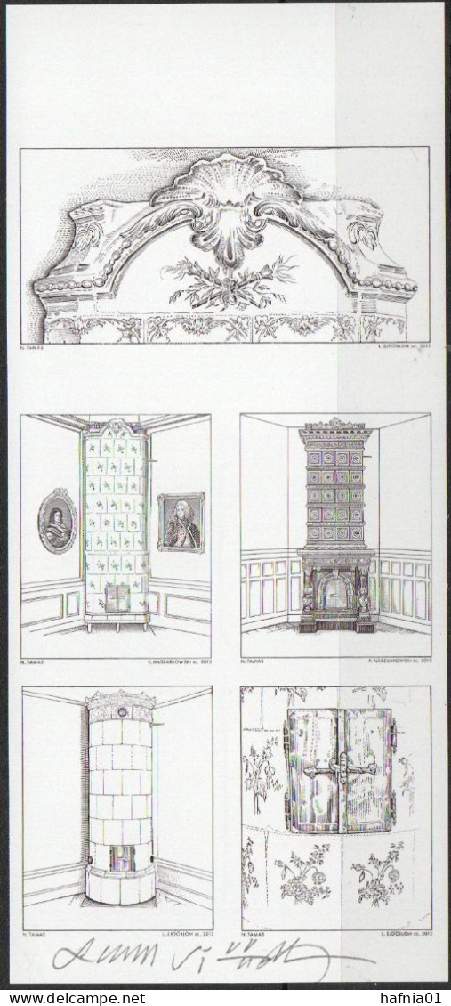 Lars Sjööblom. Sweden 2013. Tiled Stoves. Michel 2966-2970 Blackprint. Signed. - Proofs & Reprints