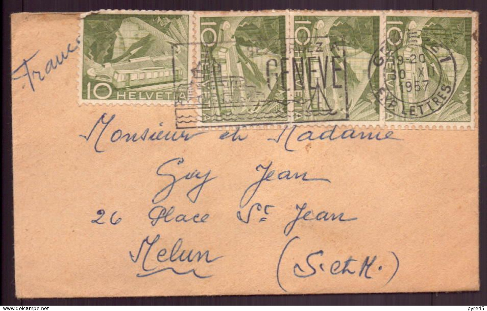 Suisse, Enveloppe Du 30 Décembre 1957 De Genève Pour Melun - Other & Unclassified