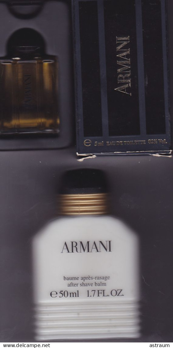 Lot 2 Miniature Vintage Parfum - Armani - EDT - Pleine Avec Boite 5 Ml + Baume Apres Rasage 50 Ml - Miniaturas Hombre (en Caja)