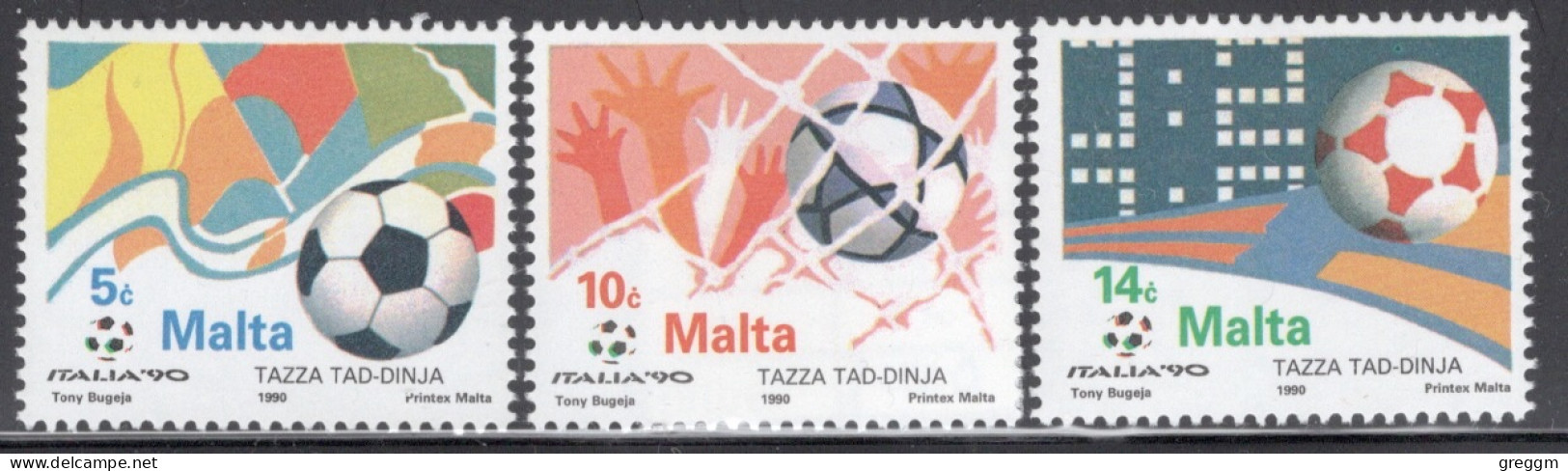 Malta 1990 Set Of Stamps To Celebrate Football World Cup - Italy In Unmounted Mint - Malte