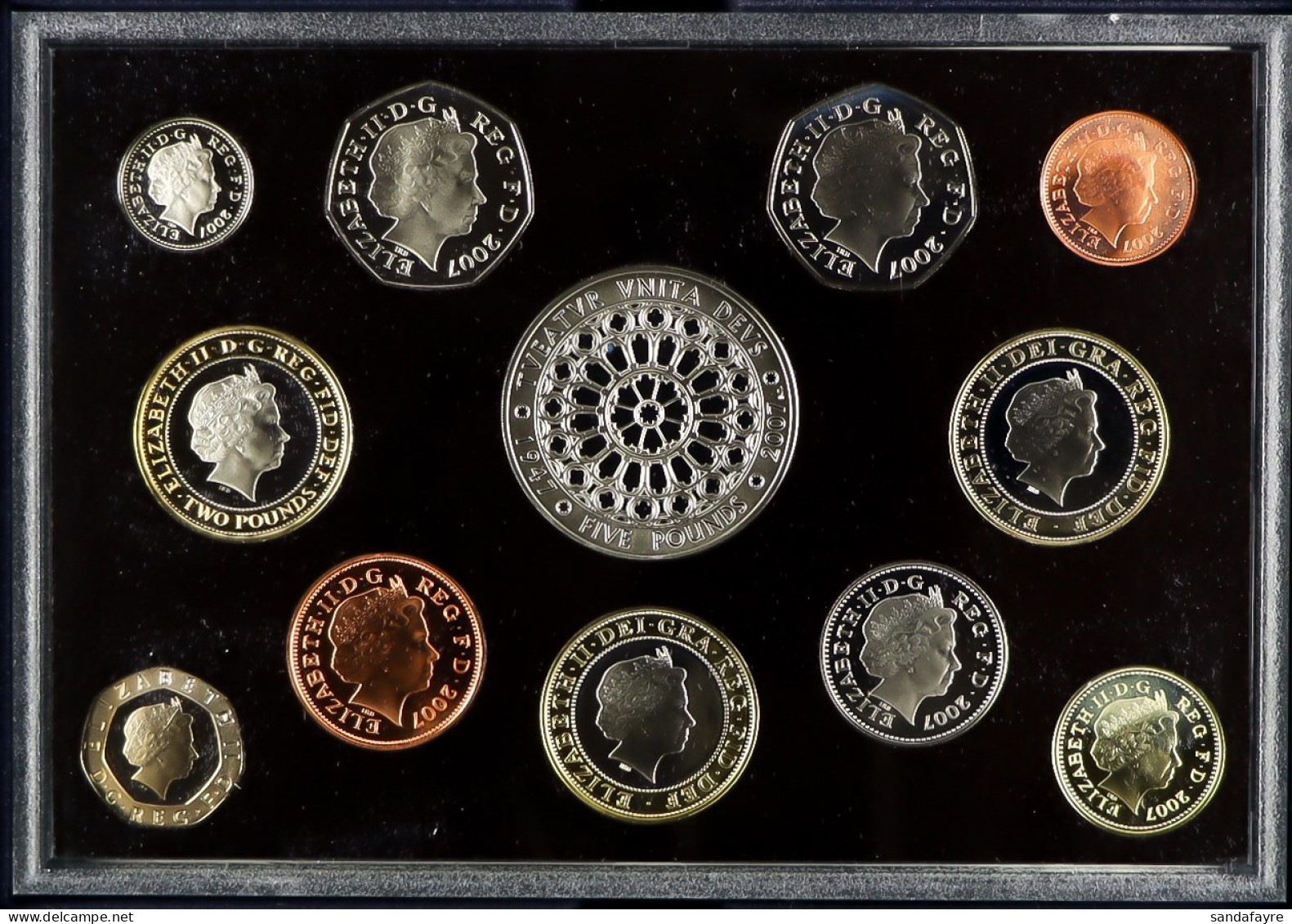 BRITISH COINS 2007 Royal Mint 'Executive Proof Collection' In Wooden Box, With 12 Coins. - Other & Unclassified