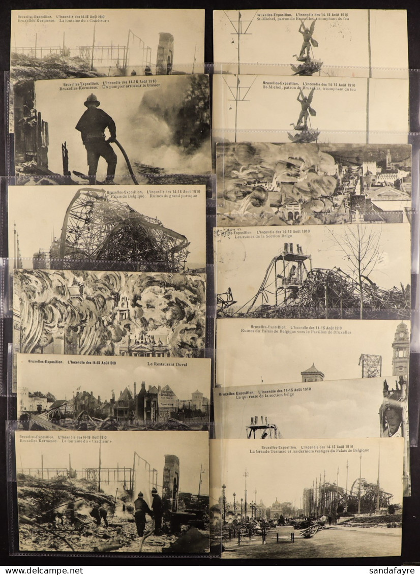 BRUSSELS EXPOSITION FIRE 1910 PICTURE POSTCARDS Mainly Unused. (54 Cards) - Other & Unclassified