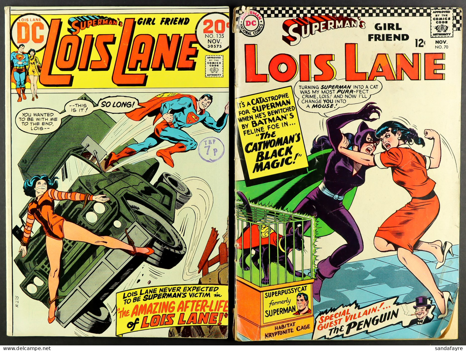 DC COMICS - LOIS LANE 1960s - 70s AND 1ST ISSUE SUPERMAN RELATED. 'Lois Lane' Issues 70 (Catwoman), 75, 123, And 135 (al - Otros & Sin Clasificación