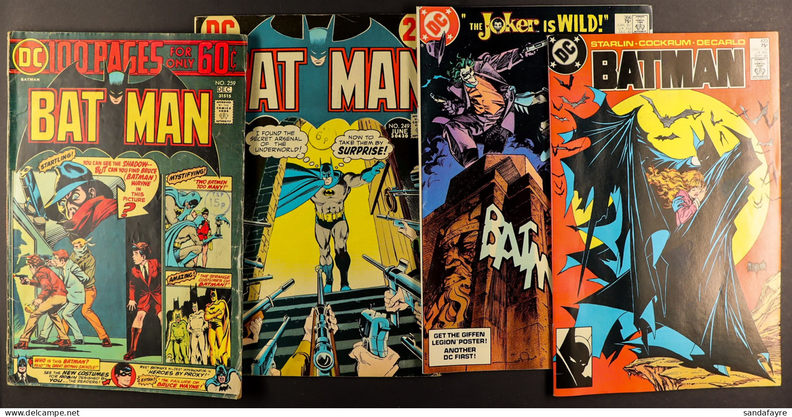 DC COMICS - BATMAN 1967 - 1990. Approximately 165 Issues Which Include Issues 249, 250, 252, 259, 366 (The Joker Is Wild - Sonstige & Ohne Zuordnung